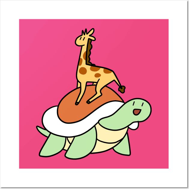 Tiny Giraffe and Turtle Wall Art by saradaboru